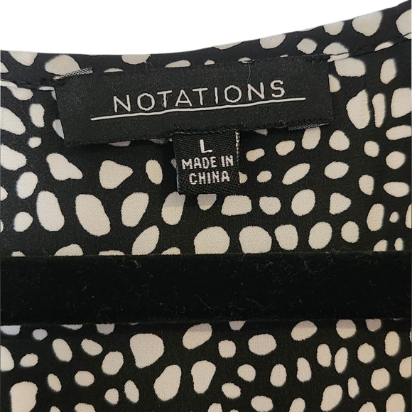 Notations Black and White Print Sleeveless Tank Top Blouse Shirt, Size Large - Picture 2 of 4